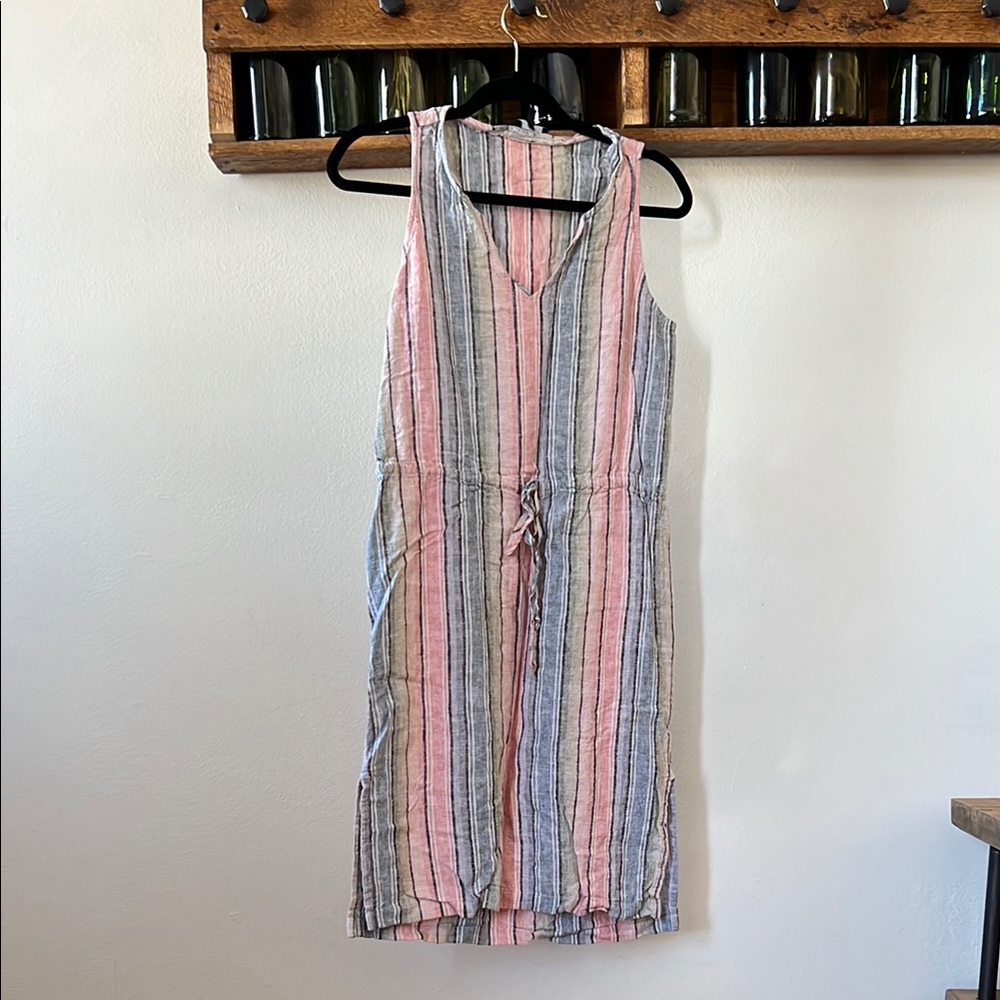 Striped Sleeveless Linen-blend Dress